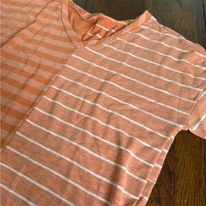Sew In Love Orange & White Striped V-Neck Tee L